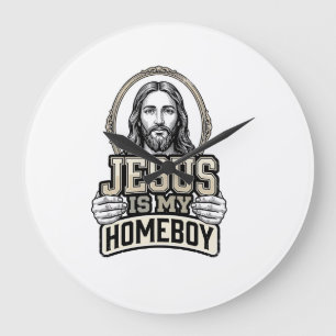 Vintage Jesus Is My Homeboy Gravur Vektor Design Große Wanduhr