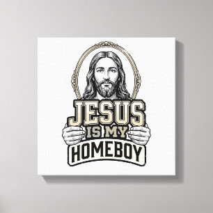 Vintage-Jesus-ist-mein-Kumpel-gravierter-Vektor-En Leinwanddruck