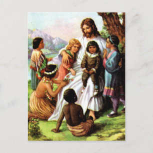 Vintage Jesus liebt Postkarte