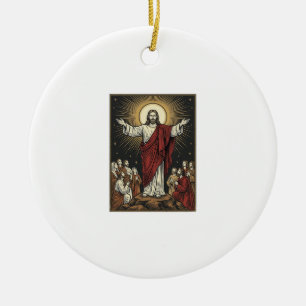 Vintage Jesus Strahlende Herrlichkeit Christliche  Keramik Ornament