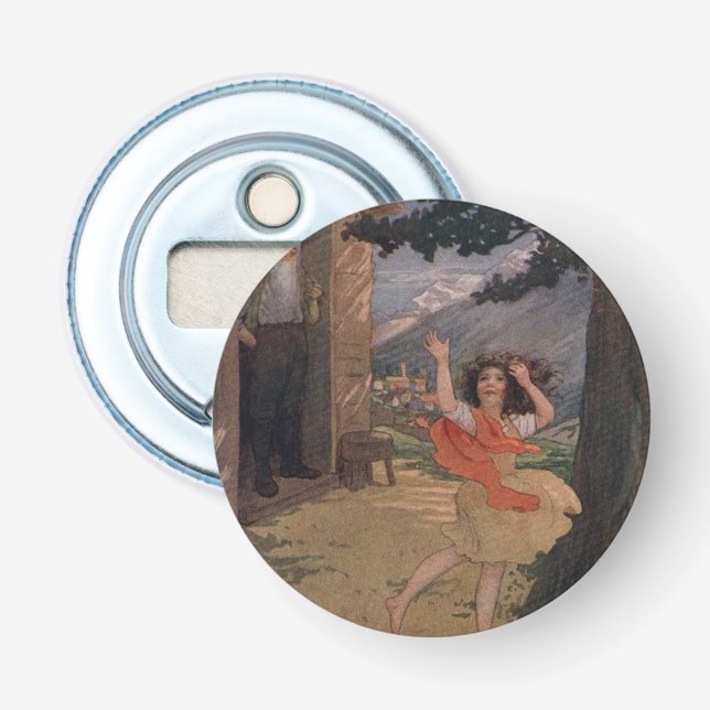 Vintage Johanna Spyri Heidi der Schweizer Alpen Flaschenöffner (Vorderseite)