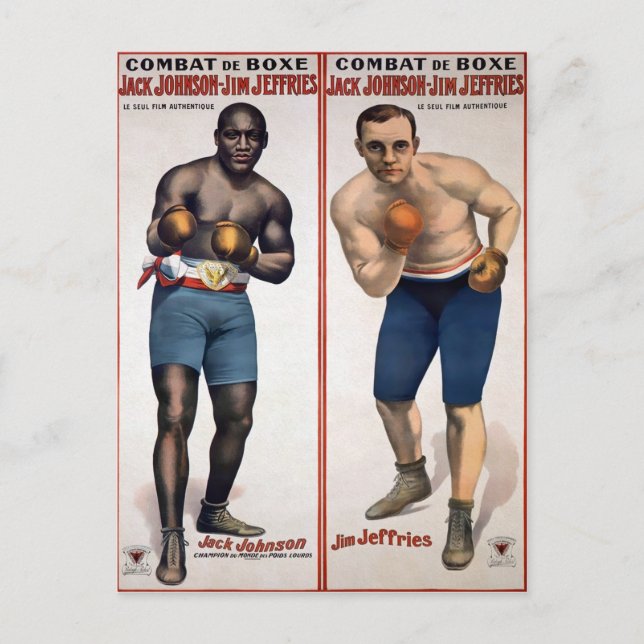 Vintage Johnson VS Jeffries Boxen Postkarte (Vorderseite)
