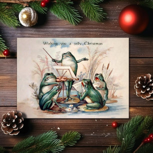 Vintage Jolly Frogs Weihnachtskarte Feiertagskarte