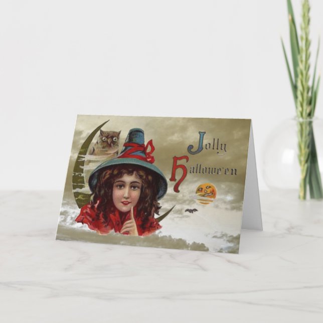 Vintage Jolly Halloween-Grußkarte Karte (Vorderseite)
