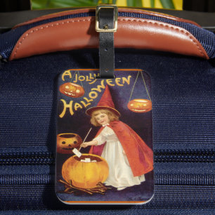 Vintage Jolly Halloween Hexe von Ellen Clapsaddle Gepäckanhänger