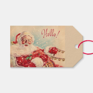 Vintage Jolly Santa Hallo Geschenkanhänger