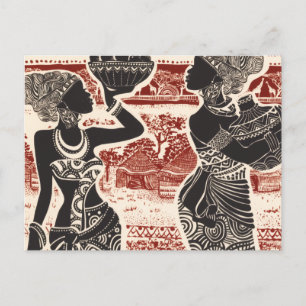 Vintage-Joy-Stammeskultur Afrikanische Frauen Dorf Ankündigungspostkarte