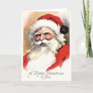 Vintage Joyeux Vieux Père Noël Carte de Noël