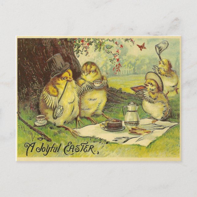 Vintage Joyful Easter Feiertagspostkarte (Vorderseite)