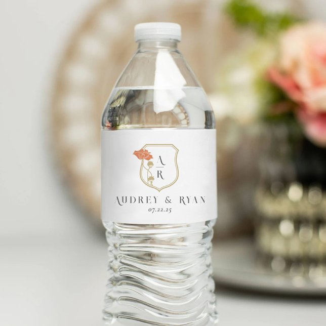 Vintage Jugendstil (Vintage Art Nouveau Water Bottle Label with monogram)