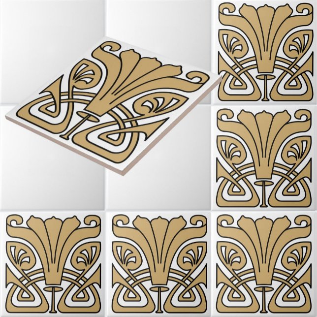 Vintage Jugendstil 1907 Blumenzarte Fliese (Von Creator hochgeladen)