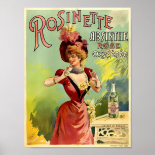 Vintage Jugendstil Absinette Rosinette Poster