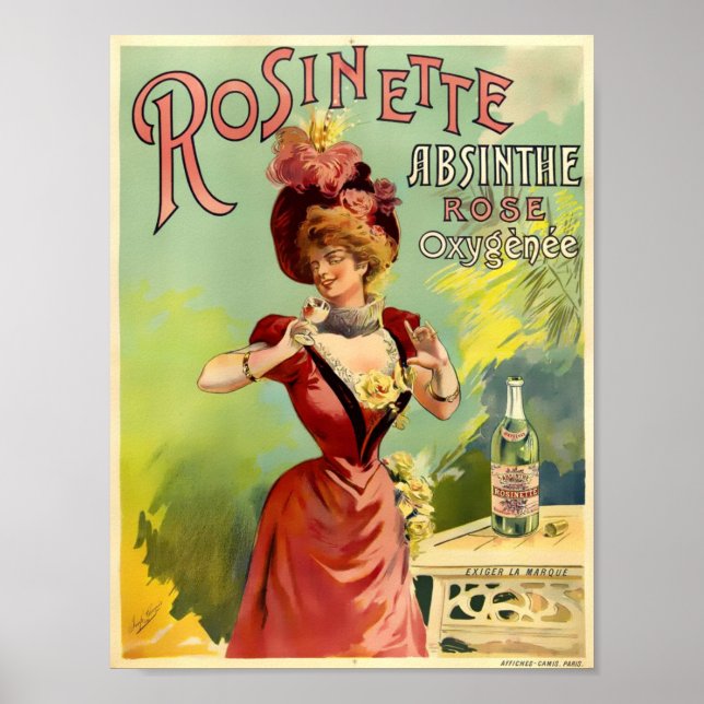 Vintage Jugendstil Absinette Rosinette Poster (Vorne)