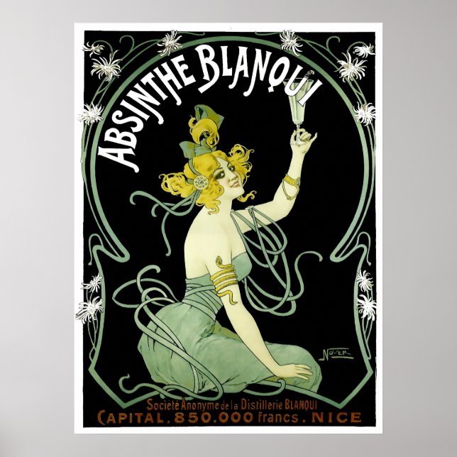 Vintage Jugendstil Absinth Blanqui von Nover Poster (Vorne)