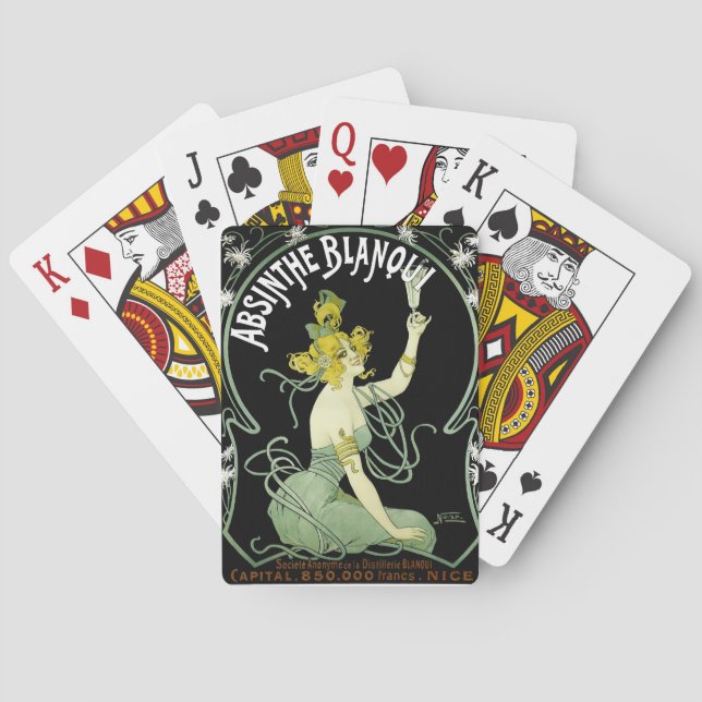 Vintage Jugendstil Absinth von Nover Spielkarten (Rückseite)