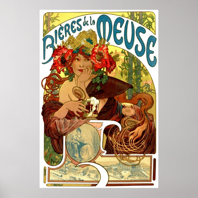 Vintage Jugendstil-Bierwerbung von Alphonse Mucha Poster (Vorne)