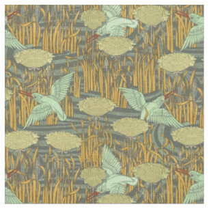 Vintage Jugendstil-Birnen und Muster der Umbel-Blu Stoff