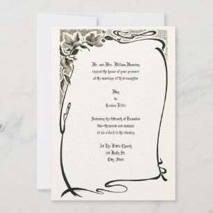 Vintage Jugendstil-Blumengrenze Einladung
