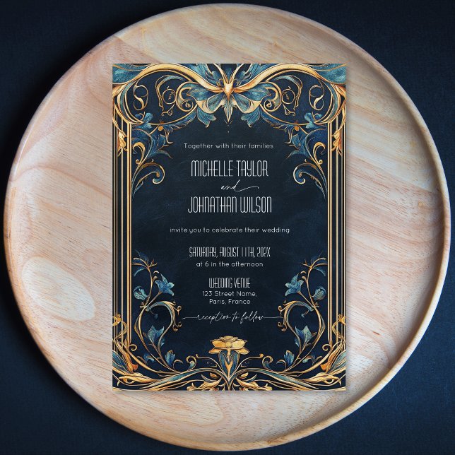 Vintage Jugendstil-Blumenrahmen Alfonse Mucha Einladung (Von Creator hochgeladen)