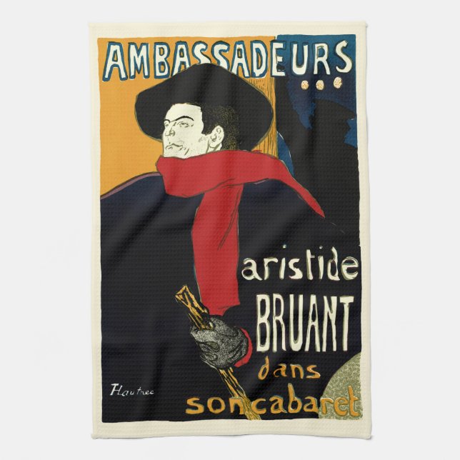Vintage Jugendstil-Botschafter, Toulouse Lautrec Geschirrtuch (Vertikal)