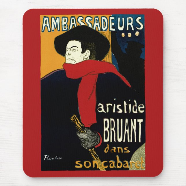 Vintage Jugendstil-Botschafter, Toulouse Lautrec Mousepad (Vorne)