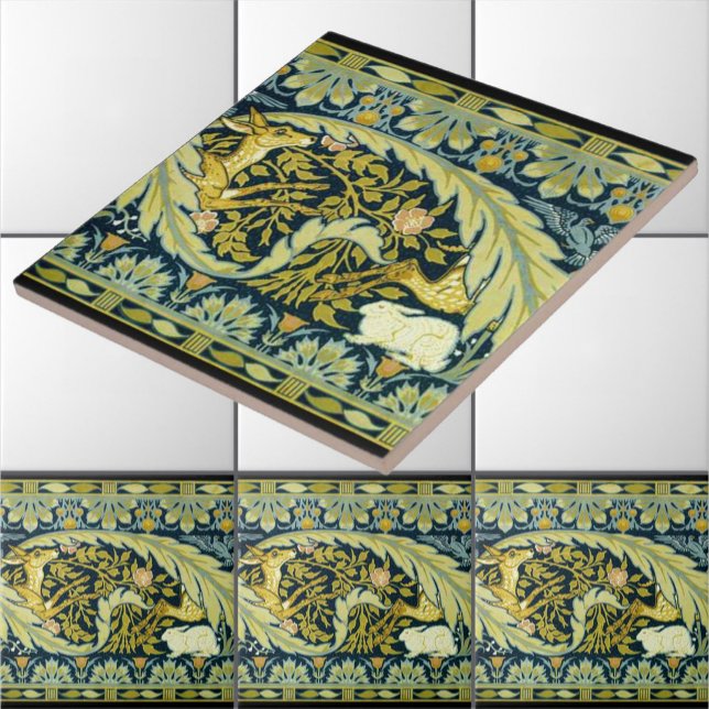 Vintage Jugendstil Deer & Rabbits von Walter Crane Fliese (Von Creator hochgeladen)