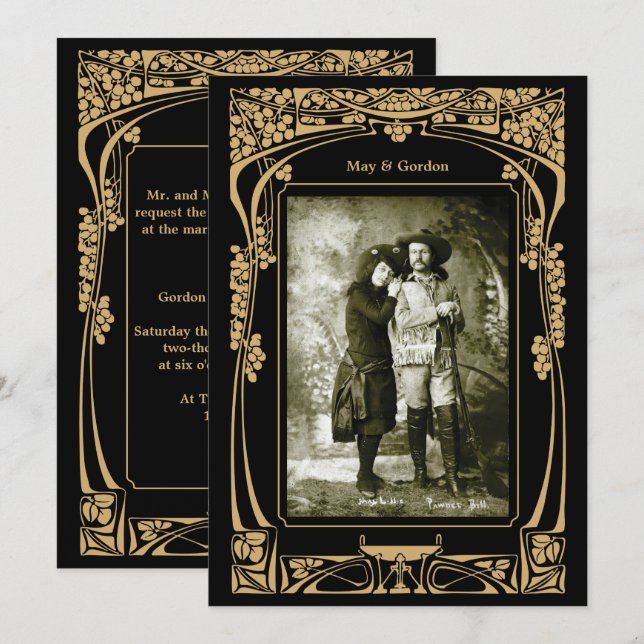 Vintage Jugendstil-Einladung Einladung (Vorne/Hinten)