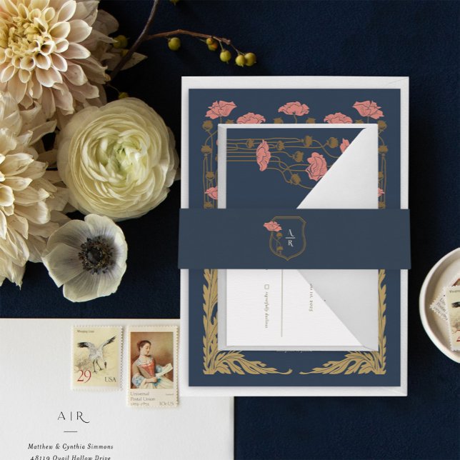 Vintage Jugendstil Einladungsbanderole (Vintage Art Nouveau Invitation Belly Band)