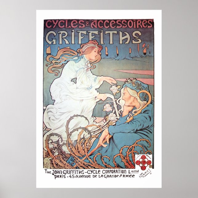 Vintage Jugendstil-Fahrradad von H. Thiriet Poster (Vorne)