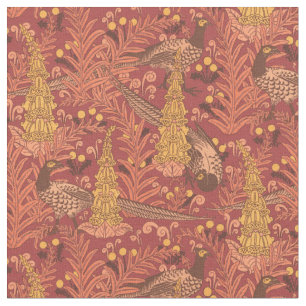 Vintage Jugendstil-Fasane und Foxhandmuster Stoff