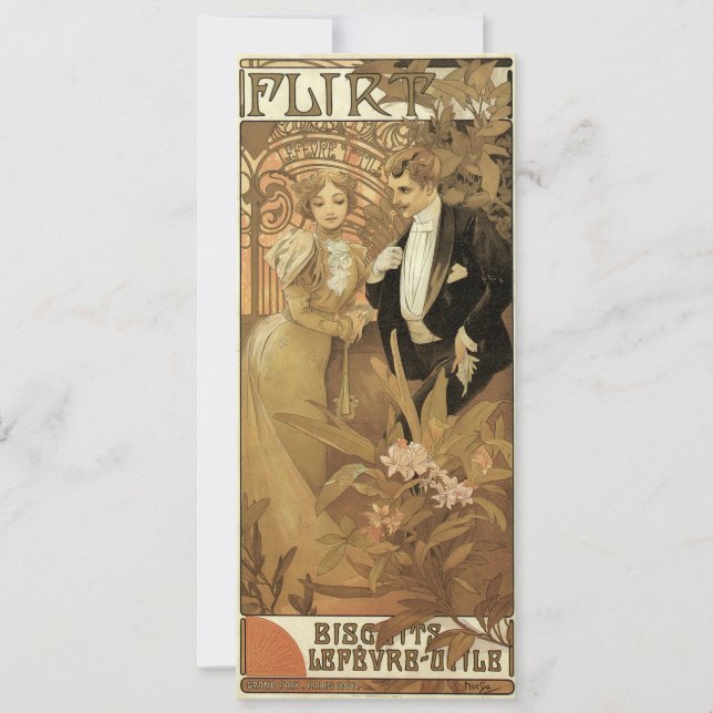 Vintage Jugendstil-Flirt-Kekse, Alphonse Mucha Einladung (Vorderseite)