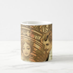Vintage Jugendstil-Flirt-Kekse, Alphonse Mucha Kaffeetasse
