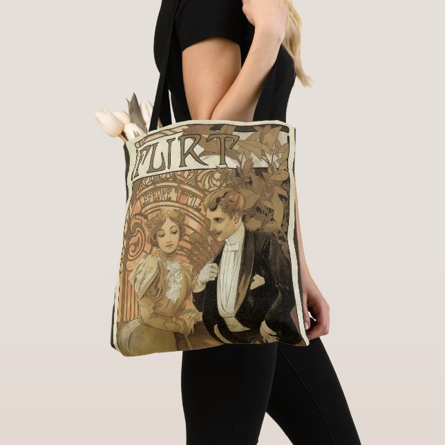 Vintage Jugendstil-Flirt-Kekse, Alphonse Mucha Tasche (Von Nahem)