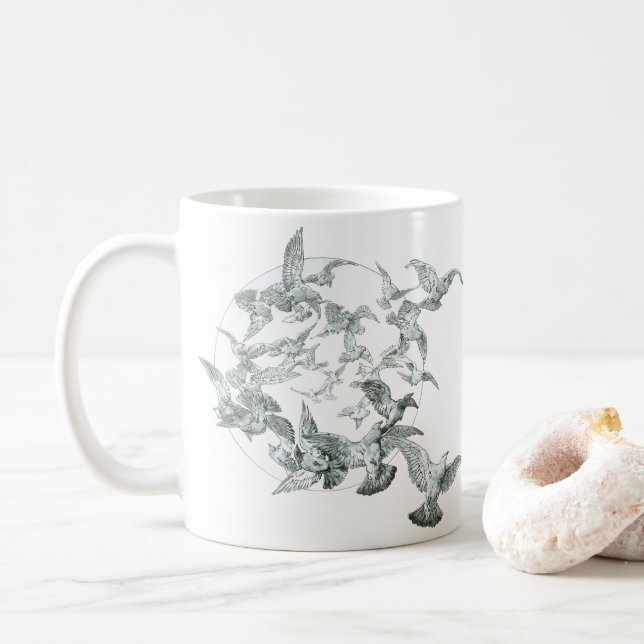 Vintage Jugendstil-Flock mit Vollmond Kaffeetasse (Mit Donut)
