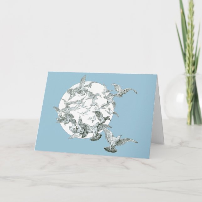 Vintage Jugendstil-Flock mit Vollmond Karte (Vorderseite)