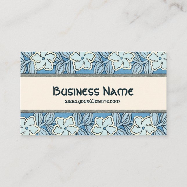 Vintage Jugendstil-Floral Periwinkle Blume Visitenkarte (Vorderseite)