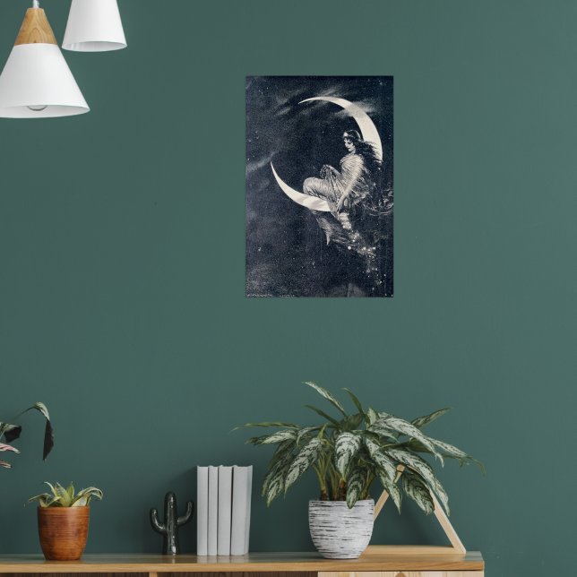 Vintage Jugendstil-Frau auf dem Crescent Moon Poster (Wohnzimmer 1)