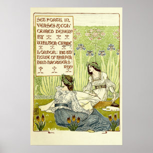 Vintage Jugendstil-Frau von Walter Crane Poster