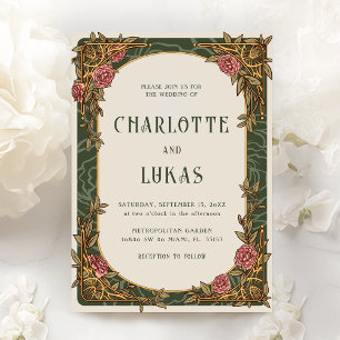 Vintage Jugendstil-Hochzeit Einladung