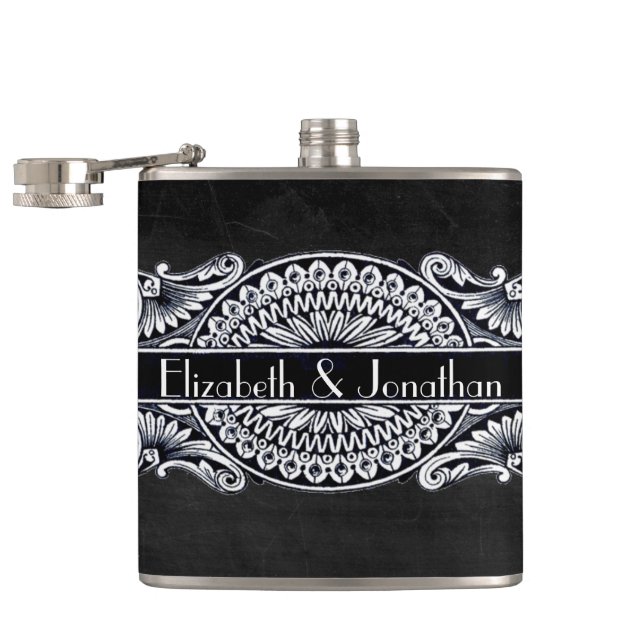 Vintage Jugendstil-Hochzeit Flachmann (Geöffnet)