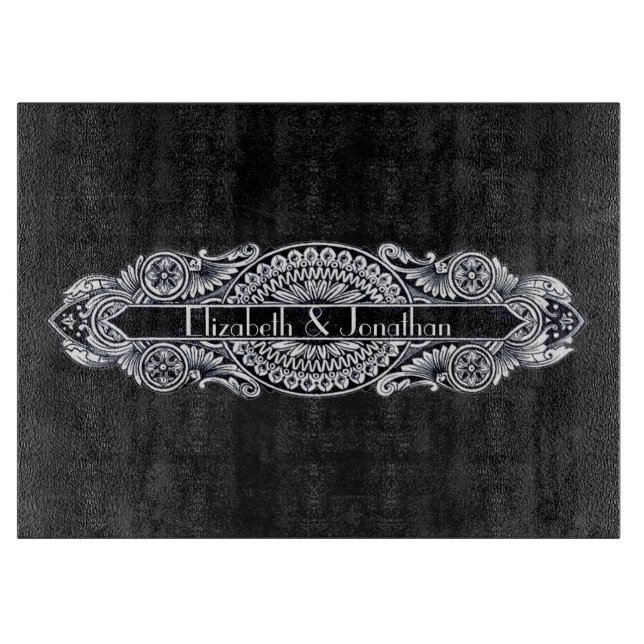Vintage Jugendstil-Hochzeit Schneidebrett (Vorderseite)