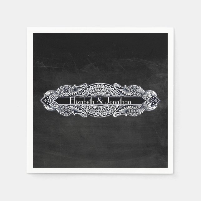 Vintage Jugendstil-Hochzeit Serviette (Vorderseite)
