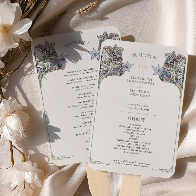 Vintage Jugendstil-Hochzeitskarte Fächer (Von Creator hochgeladen)