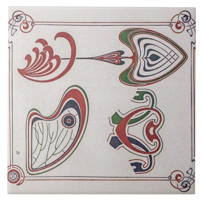 Vintage Jugendstil-Illustration von Alphonse Mucha Fliese (Vorderseite)