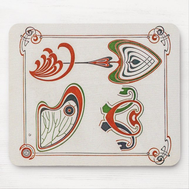 Vintage Jugendstil-Illustration von Mucha Mousepad (Vorne)