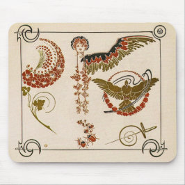 Vintage Jugendstil-Illustration von Mucha Mousepad