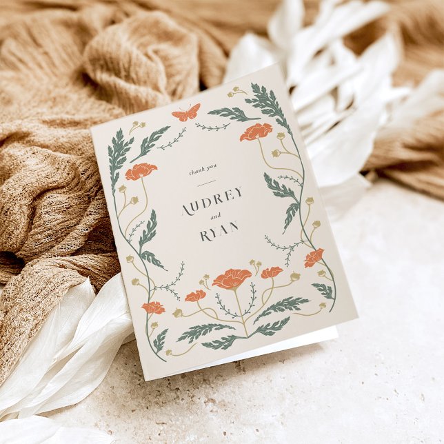 Vintage Jugendstil-Karte Dankeskarte (Vintage Art Nouveau Folded Wedding Thank You Card)
