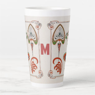 Vintage Jugendstil-Kunst von Mucha, Monogramm, Bri Milchtasse