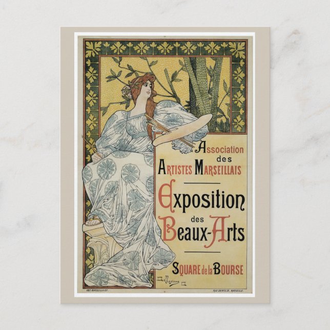 Vintage Jugendstil-Kunstausstellung Postkarte (Vorderseite)