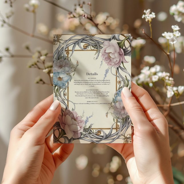 Vintage Jugendstil-Lila Hochzeit Begleitkarte (Von Creator hochgeladen)